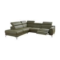 ECKSOFA Jardin Echtleder mit 1 x Relaxfunktion Olivgrün - Olivgrün, Leder/Metall (230/266cm)