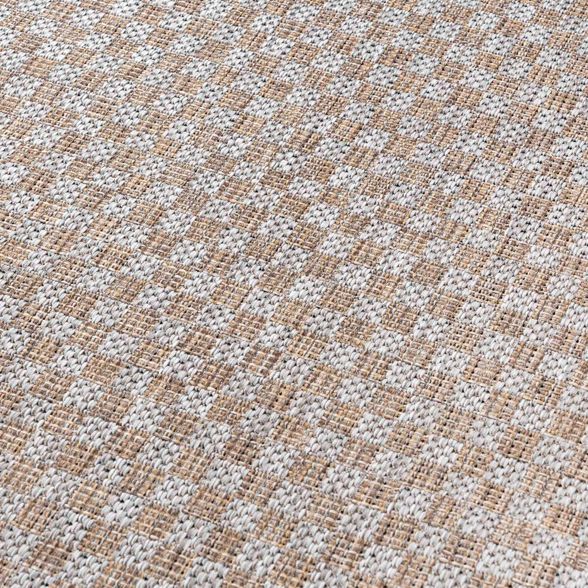 TEPPICH Braun In-Outdoor Geometrisch, Einfarbig - Rund,Kurzflor,Modern - Grau - 200 x 200 cm - Braun/Grau, Textil (200/200cm) - Mazovia