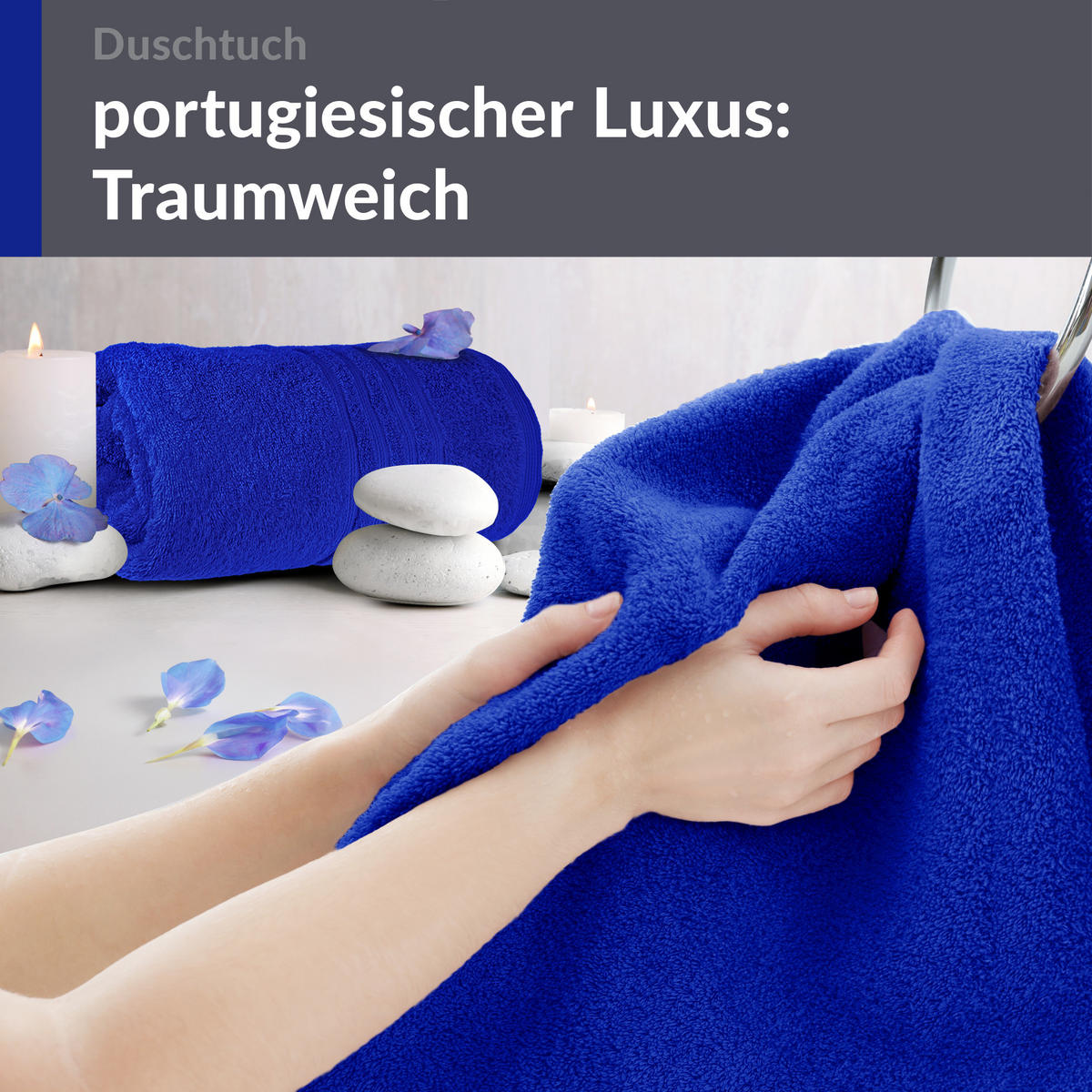 DUSCHTUCH London Azur Blau 2er Set 70x140 - Blau, Textil (70/140cm) - Lashuma