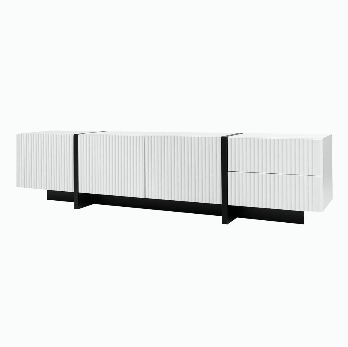 TV-SCHRANK mit 3 Türen und 2 Schubladen 190 cm MDF Schwarz Weiß - Schwarz, Holzwerkstoff (35/45/190cm) - Beauniv