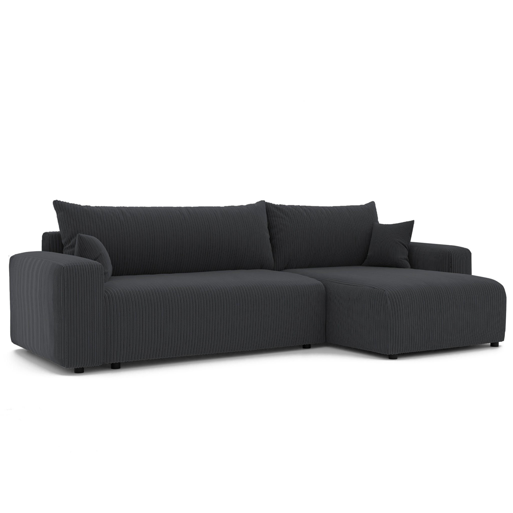 ECKSOFA Luna Max Mit Schlaffunktion - Dunkelgrau, Holzwerkstoff/Textil (145/278cm) - Fun Möbel