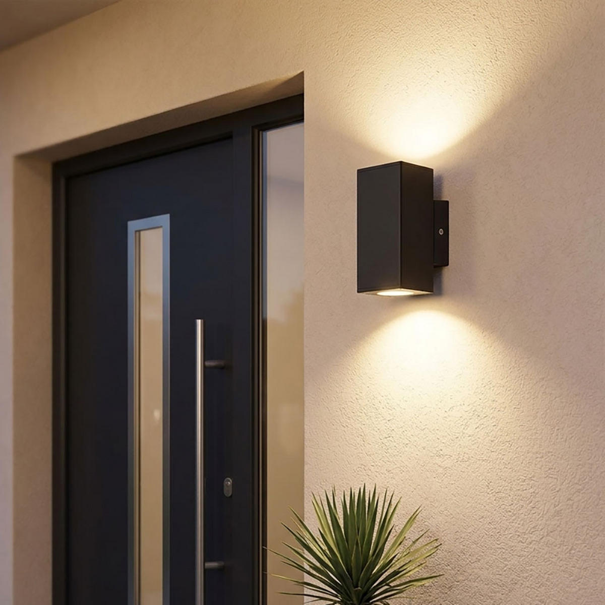 LED AUSSENWANDLEUCHTE Edelstahl Anthrazit 2-flammig - Anthrazit, Metall (9.9/7.6/18.6cm)