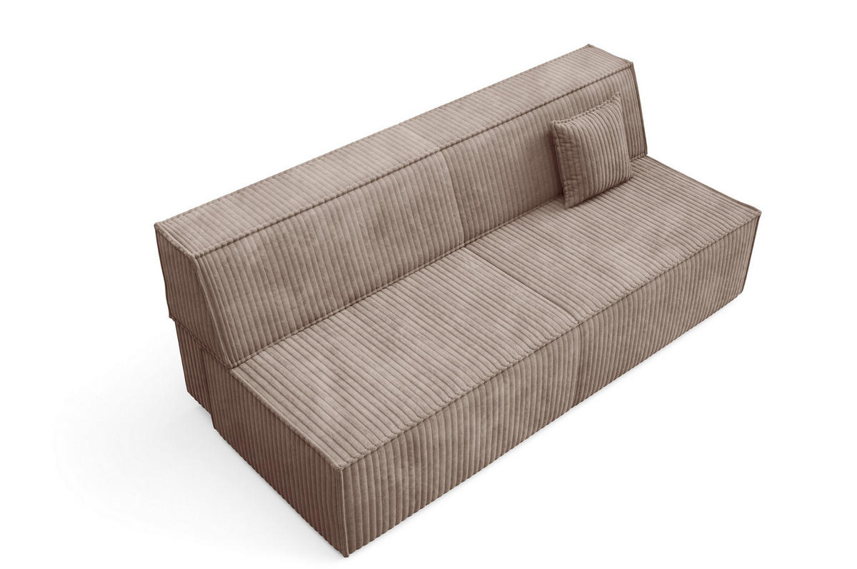 BETTSOFA TESSO Braun Kordstoff mit Schlaffunktion - Braun, Holz (202/74/94cm) - MASSENO