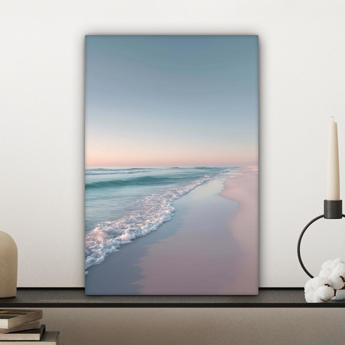 LEINWANDBILD Küstenlinie - Pastell - Wasser Deko Wohnzimmer 20x30 cm - Pastellblau, Textil (20/30cm) - MuchoWow