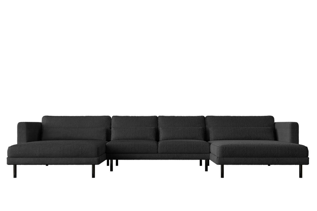 ECKSOFA DANI In U-Form Stilvolles Stoff Poso Schwarz - Schwarz, Holz/Textil (174/391cm) - Kaiser Möbel