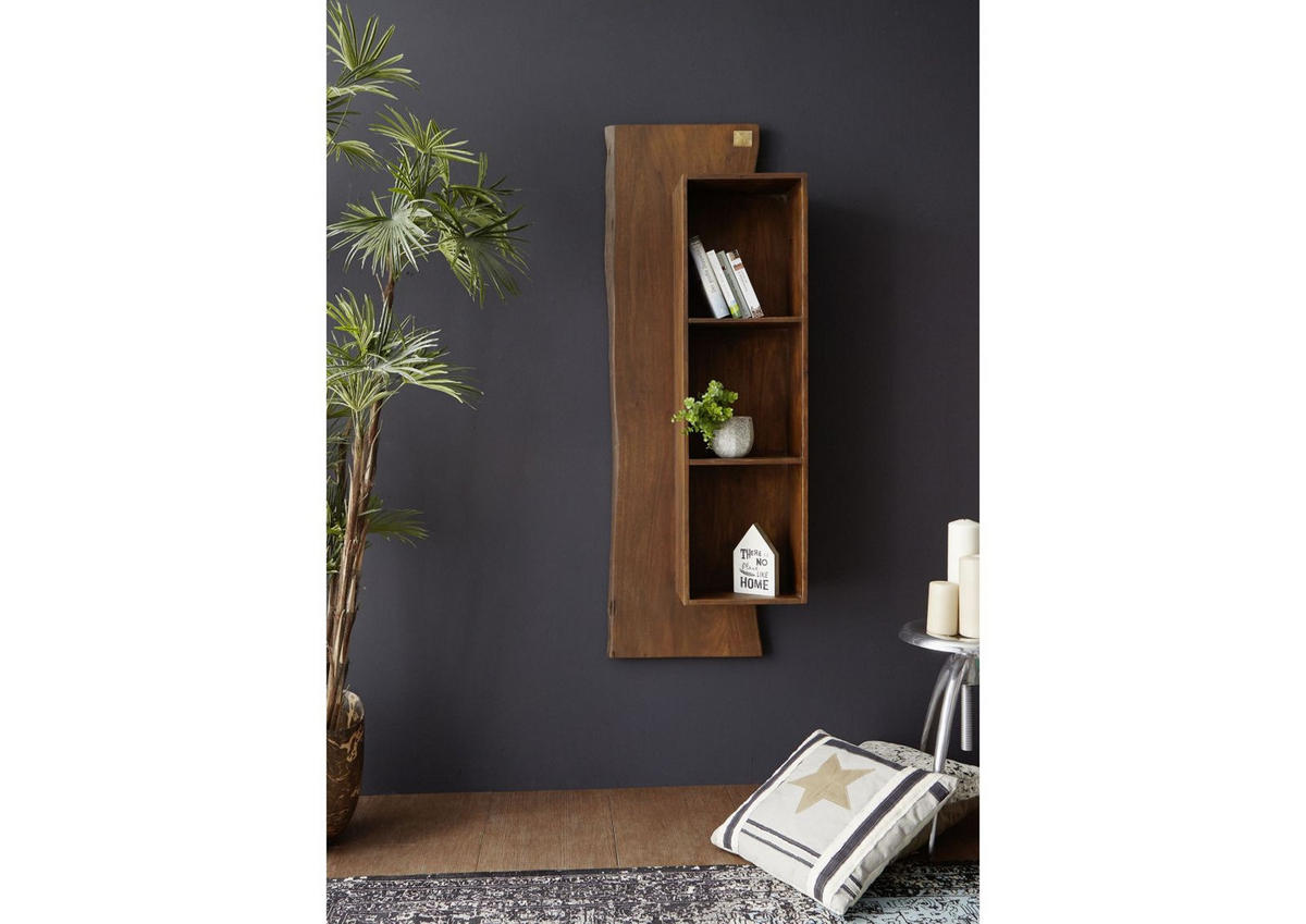 WANDREGAL Akazie 50x22x147 braun lackiert PURE ACACIA #201 - Braun, Holz (55/147/22cm) - Massivmoebel24
