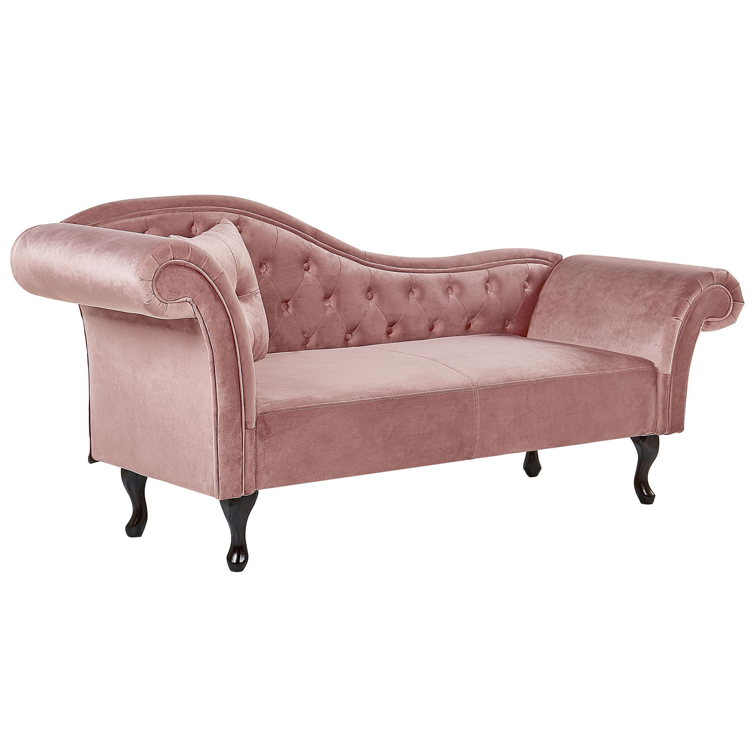 CHAISELONGUE Samtstoff rosa linksseitig Lattes - Pink, Textil (188/87/59cm) - Beliani