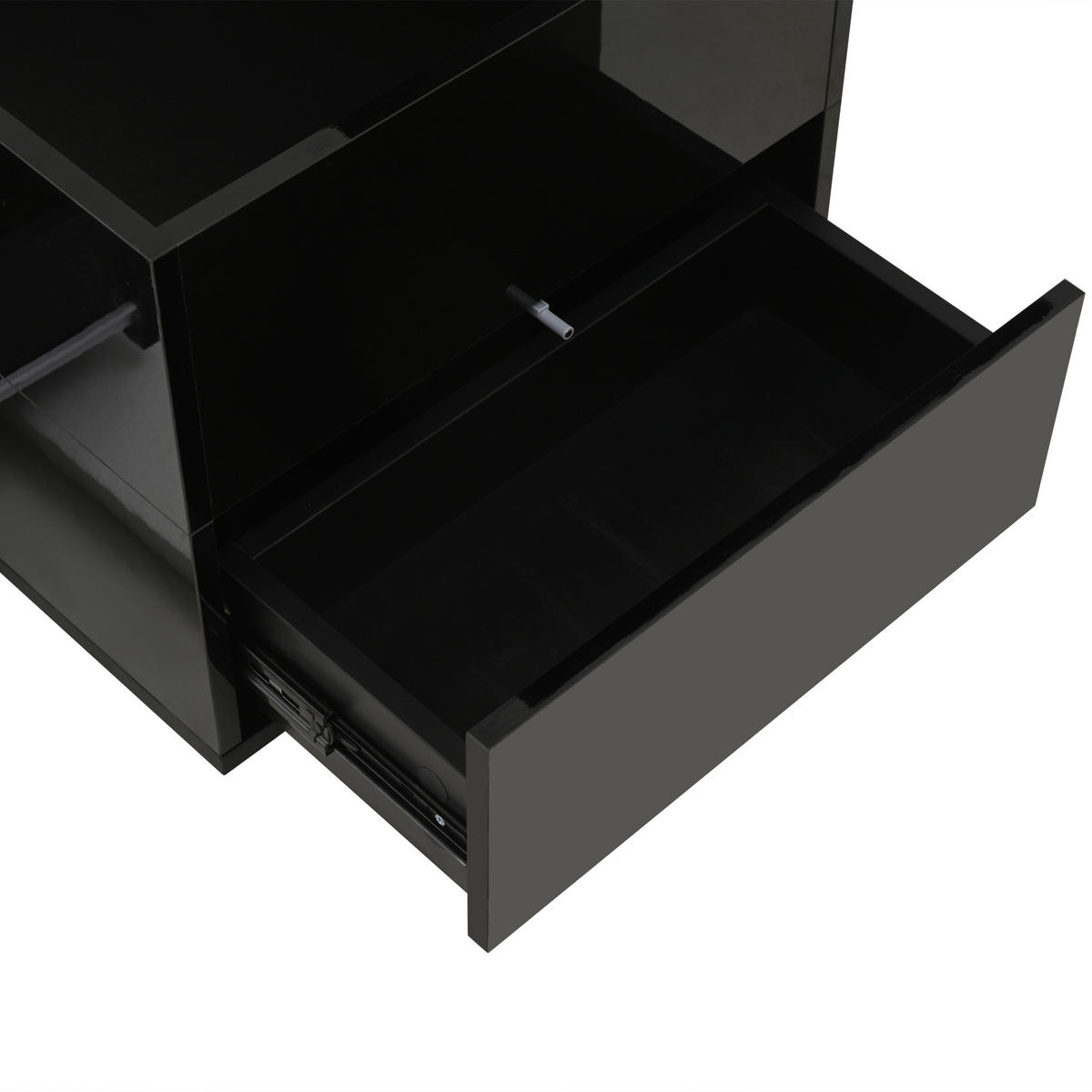 COUCHTISCH in Schwarz mit LED und Schubladen für Wohnzimmer, B100/T50/H45 cm - Schwarz, Holzwerkstoff/Metall (50/100/59cm) - STILVORA