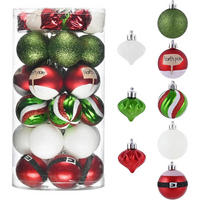WEIHNACHTSKUGELN 35-teiliges Set 5 cm Rot Grün Weiß - Multicolor, Kunststoff (5/5/5cm)