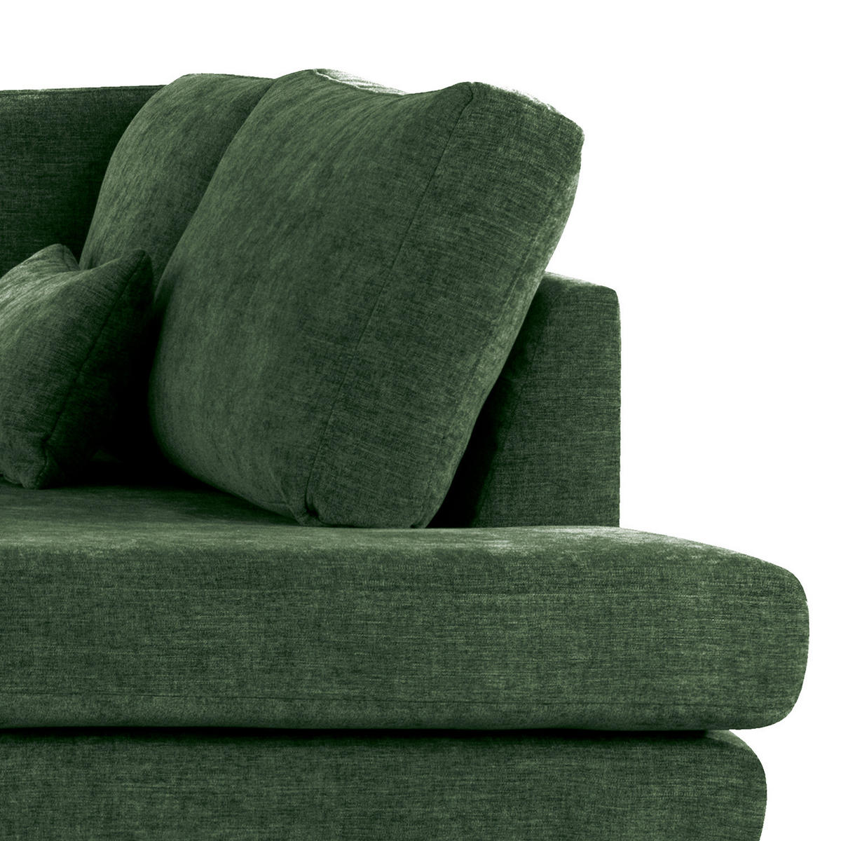 ECKSOFA mit Ottomane - Dunkelgrün/Eichefarben, Eichenholz/Textil (287/219cm) - home24