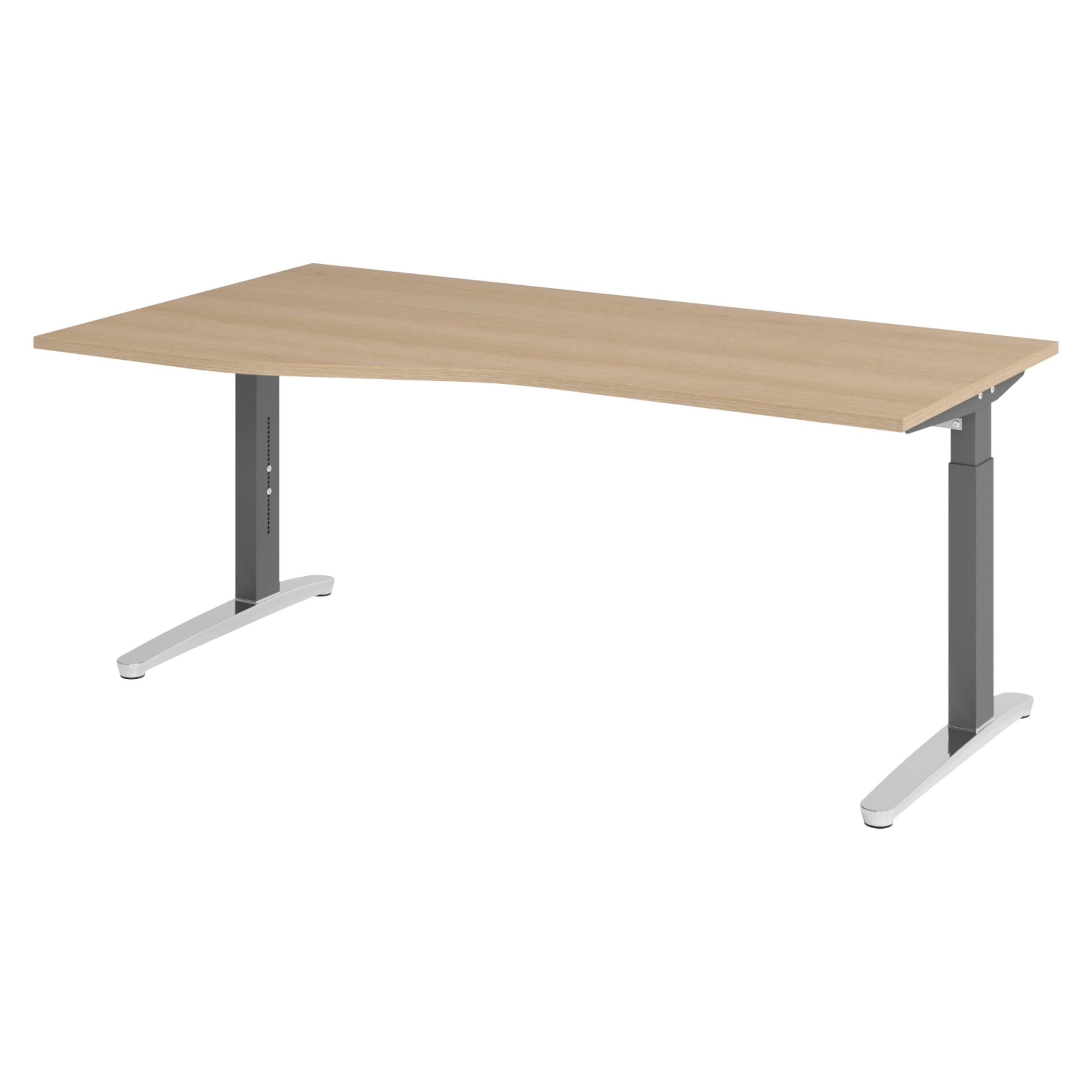 bümö Schreibtisch Eiche, Graphit, Silber 180x74x100 cm