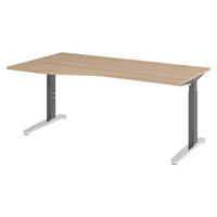 SCHREIBTISCH Serie-XB 100/180/74 cm in Eichefarben/Graphitfarben/Alu poliert - Eichefarben/Silberfarben, Holzwerkstoff (100/180/74cm) - bümö