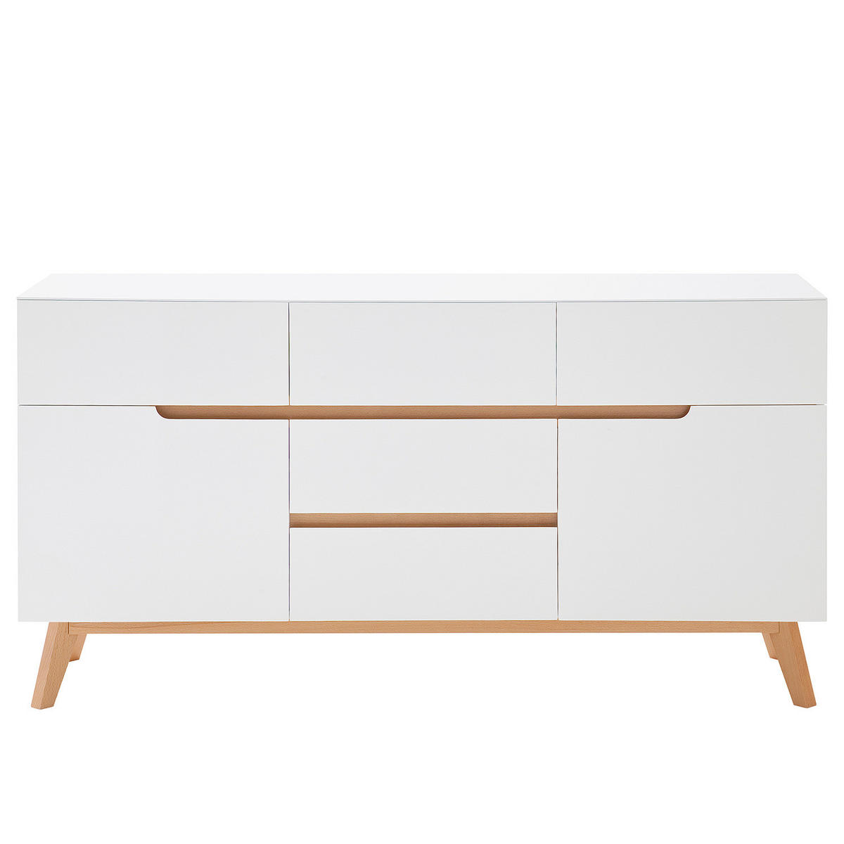 SIDEBOARD - Eiche teilmassiv - Weiß, Holzwerkstoff (145/76/40cm) - home24