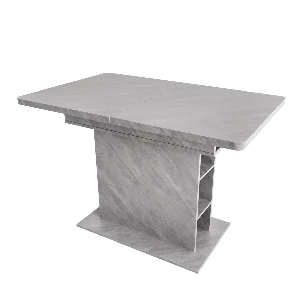 ESSTISCH 130/70/75 aus Spanplatte und Metall mit ausziehbarer Tischplatte und Stauraum - Grau, Holzwerkstoff (130/70/75cm) - OKWISH