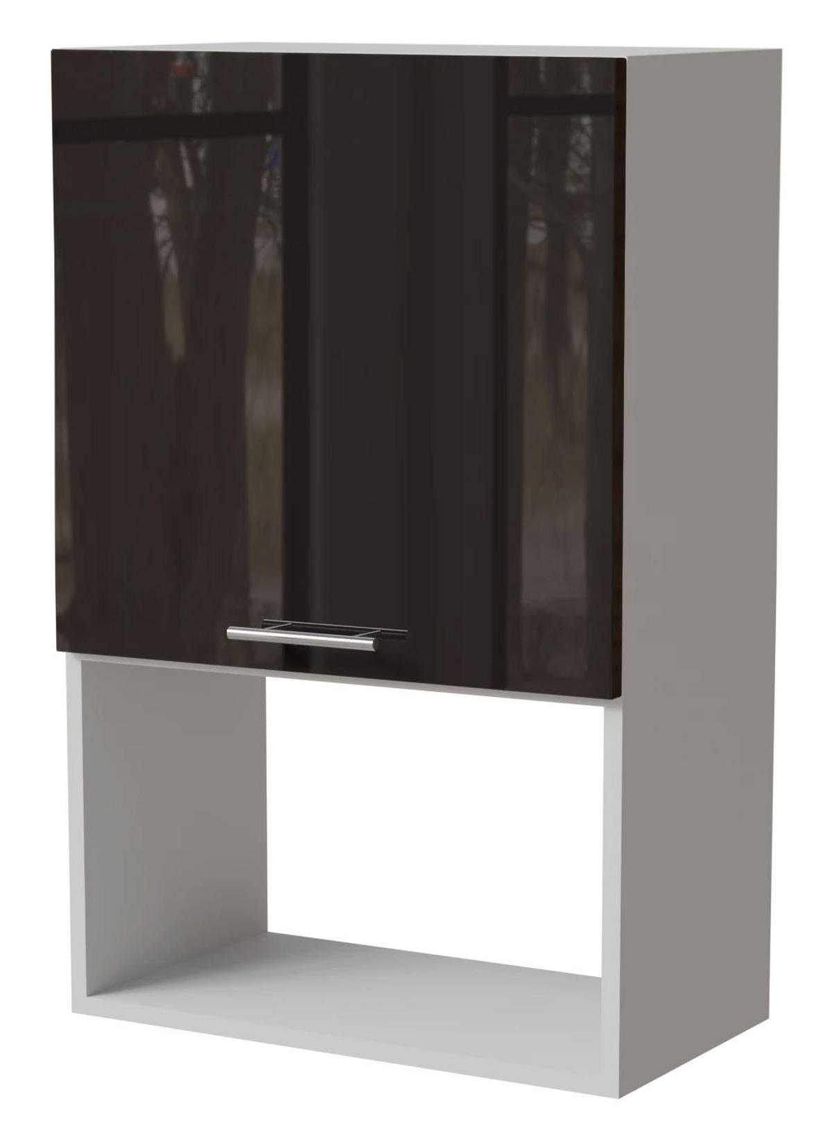 MIKROWELLENUMBAUSCHRANK Essen W4MK/60 Schwarz Hochglanz / Weiß Matt 60 / 32,5 / 96cm - Schwarz Hochglanz/Schwarz, Holz/Holzwerkstoff (60/96/32.5cm) - Feldmann-Wohnen