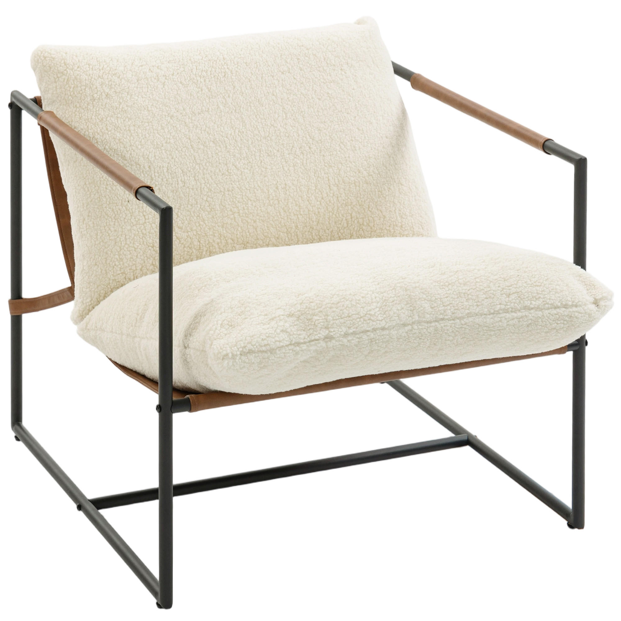 SESSEL DE-13326 breite Sitzfläche & Bouclé-Stoff Creme - Creme, Metall (77/80/91cm) - ComfortXL