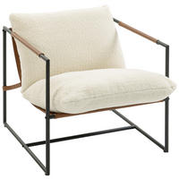 SESSEL DE-13326 breite Sitzfläche & Bouclé-Stoff Creme - Creme, Metall (77/80/91cm) - ComfortXL