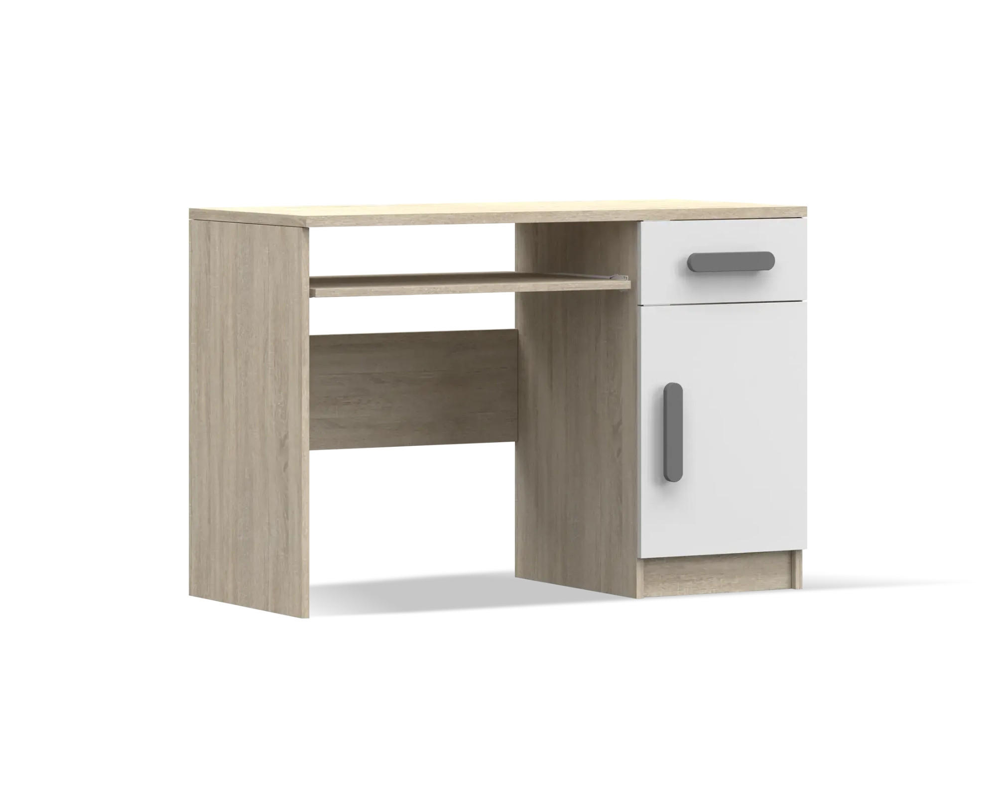 KINDERSCHREIBTISCH INGE 08 110/75/50 cm Weiß+Sonoma/Grau - Weiß/Grau, Holzwerkstoff (110/75/50cm) - Deine Möbel 24