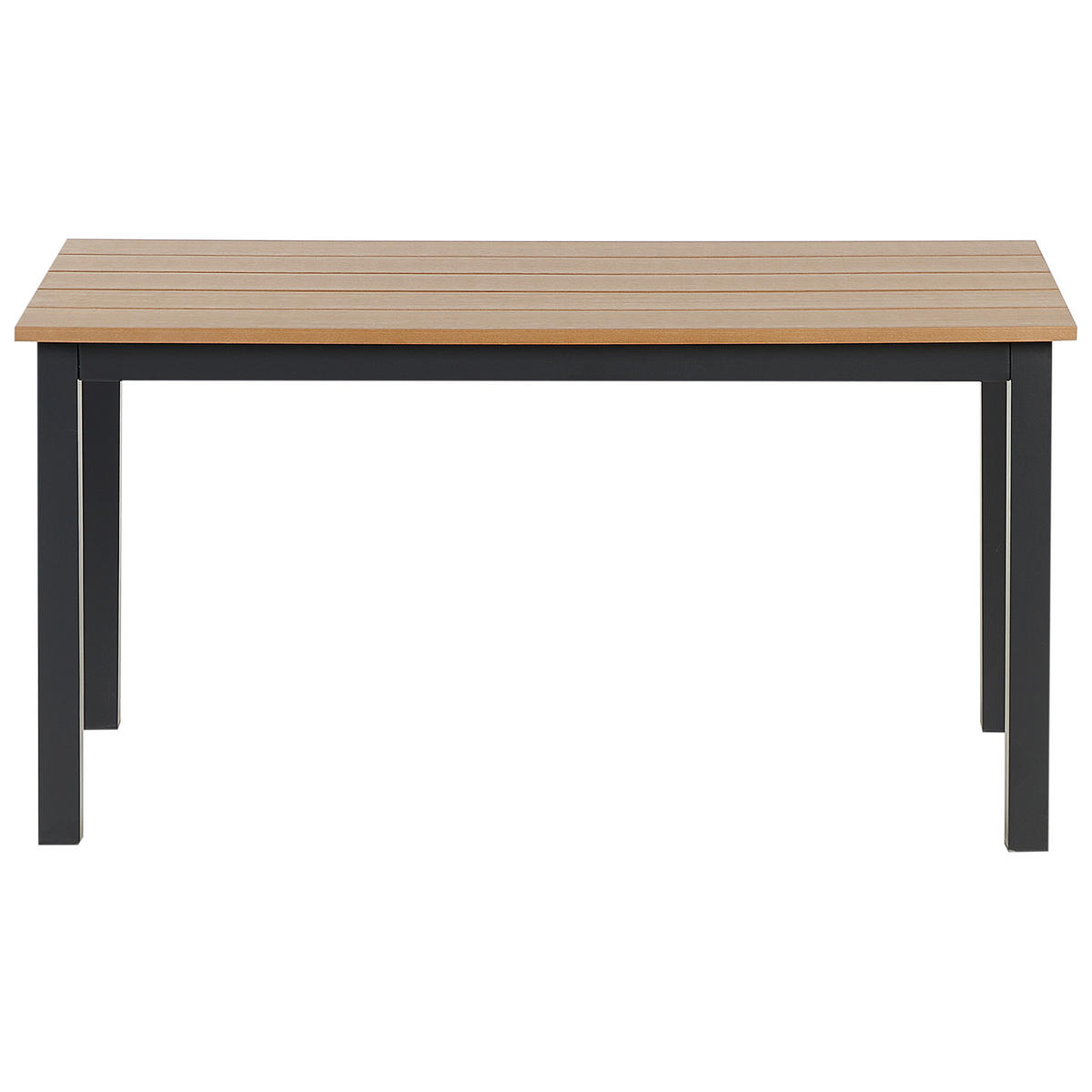 GARTENTISCH Heller Holzfarbton Messina - Hellbraun/Schwarz, Kunststoff (96/52/50cm) - Beliani