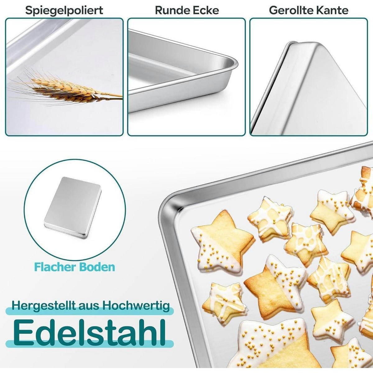 BACKBLECH Edelstahl 23,7 x 17,8 x 2,5 cm - Silberfarben, Metall (17/2.5/23cm)