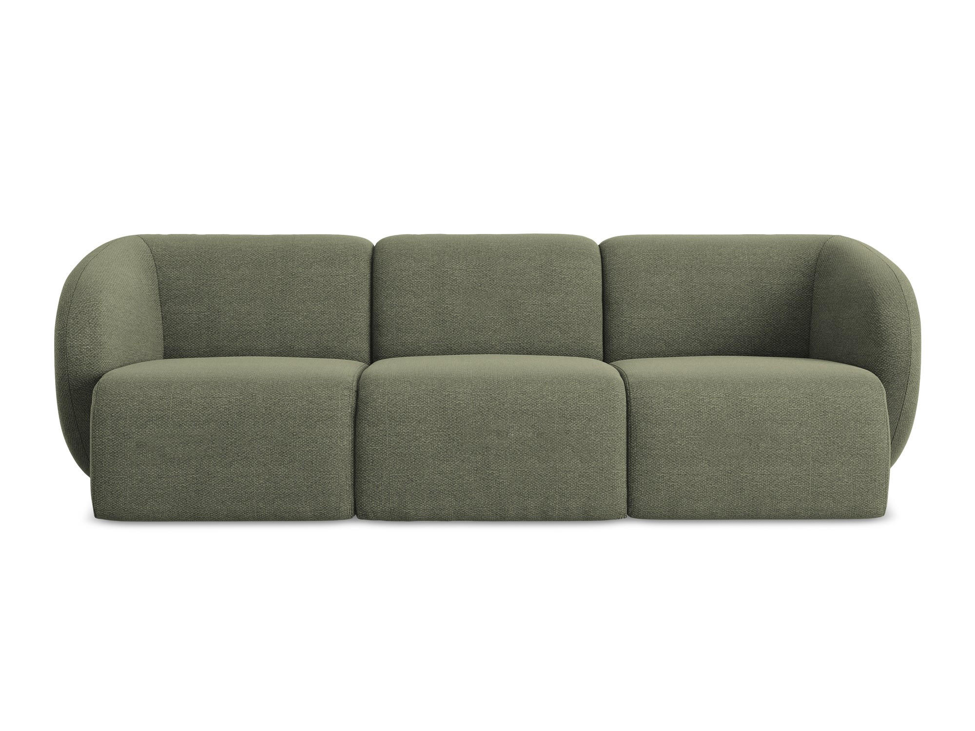3-SITZER SOFA Bouclé Stoff Grün - Schwarz/Olivgrün, Holzwerkstoff/Kunststoff (244/75/94cm) - Makamii