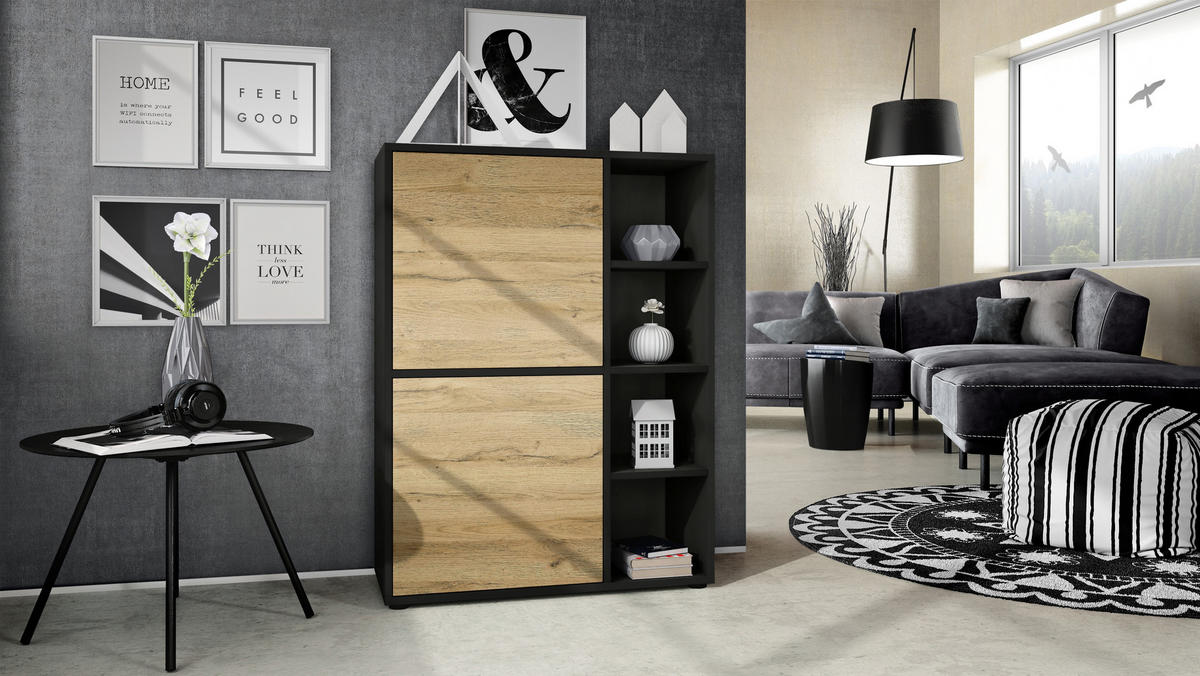 HIGHBOARD Cuba Türen in Eiche Natur - Eichefarben, Holzwerkstoff (79/105.5/35.5cm) - Vladon