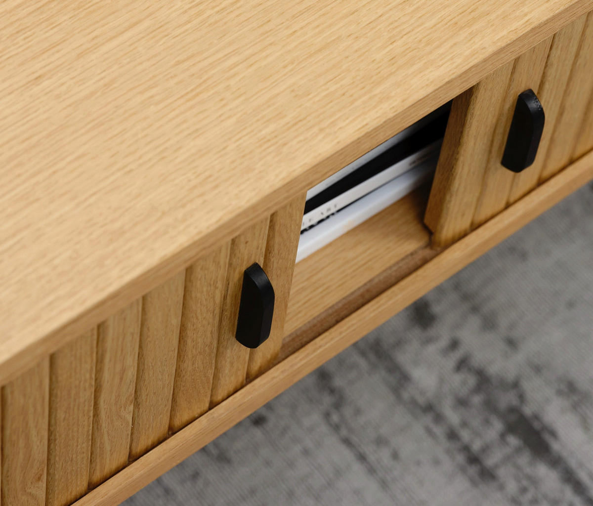 COUCHTISCH Gativel Eichefarben 120/60 cm - Eichefarben/Schwarz, Holzwerkstoff/Kunststoff (60/120/45cm) - Selsey
