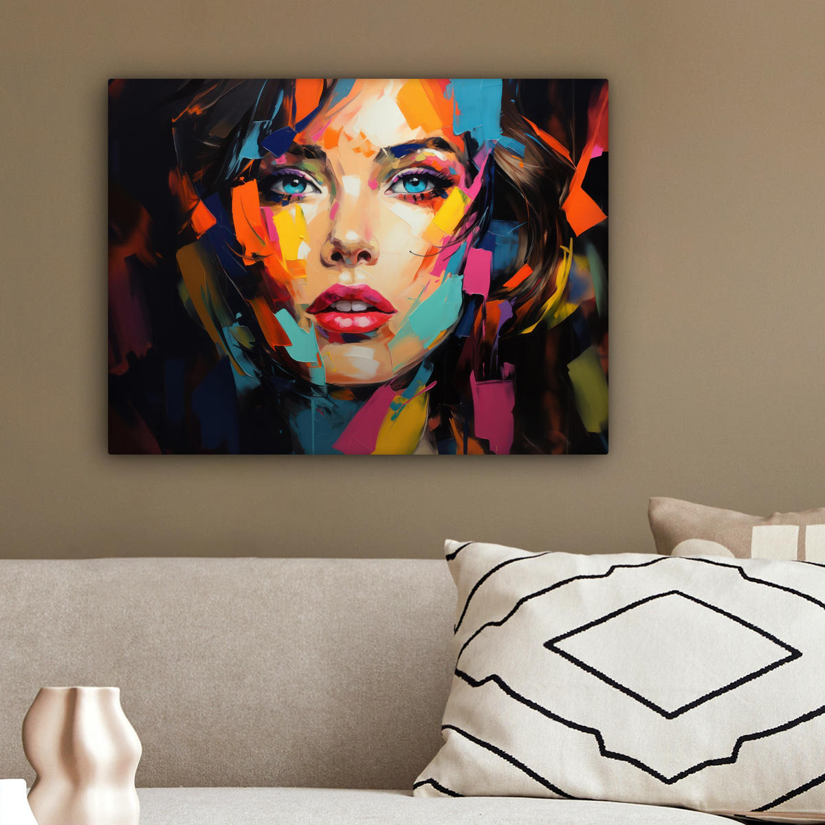 LEINWANDBILD Frau - Porträt - Farbenfroh - Kunst 40x30 cm - Multicolor, Textil (40/30cm) - MuchoWow