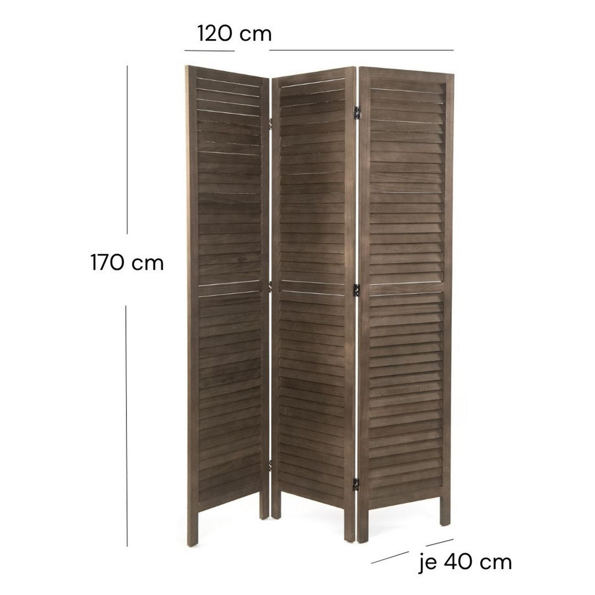 RAUMTEILER Cottage 3-tlg. Holz coffee - Dunkelbraun, Holz (120/170/3cm) - DESIGN DELIGHTS