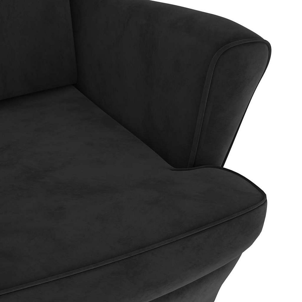 SESSEL MIT HOCKERN 81/90/96.5 cm Schwarz Samt - Schwarz, Textil (90/96.5/81cm) - vidaXL