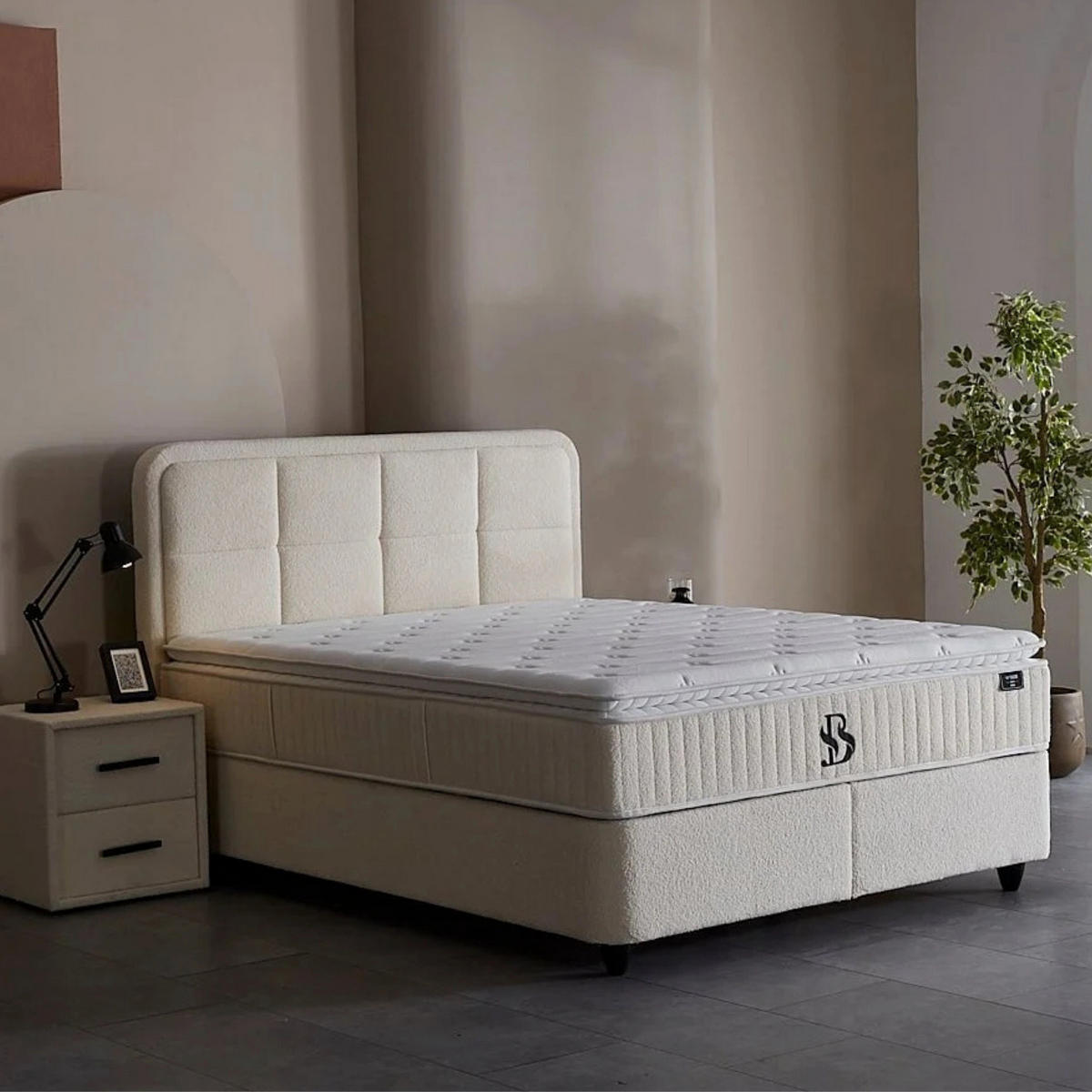 BOXBETT SIA Bett mit Matratze 140x200 - Beige, Holz (140/200cm)