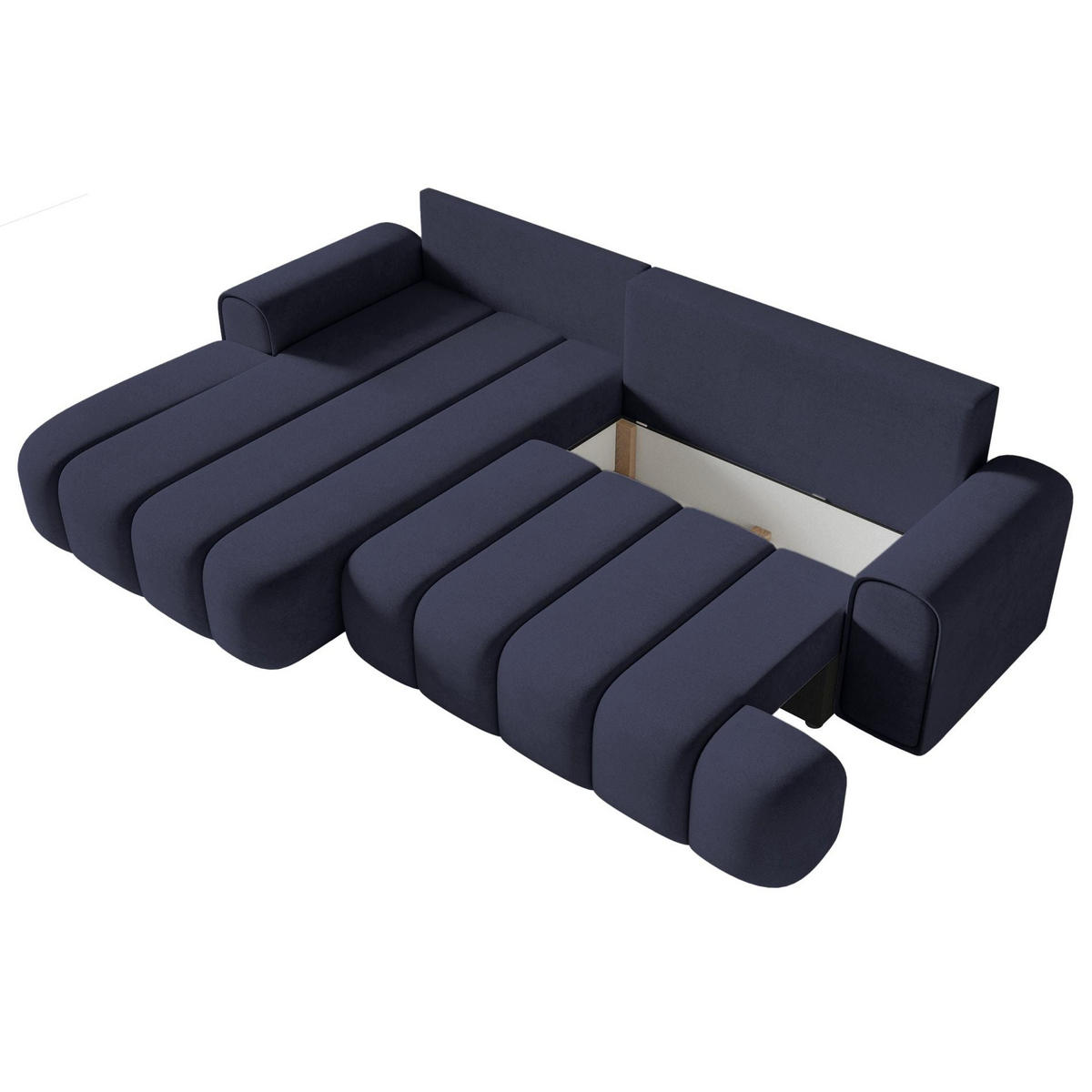 ECKSOFA Dandelino Marineblau mit Samtbezug, links - Schwarz/Dunkelblau, Kunststoff/Textil (271/172cm) - Selsey
