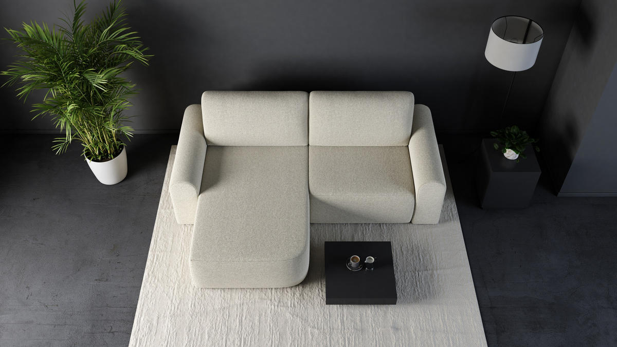 ECKSOFA L Form Otterton Creme 250/180/95 cm Links mit Schlaffunktion - Creme/Schwarz, Kunststoff/Textil (180/250cm) - AX Living