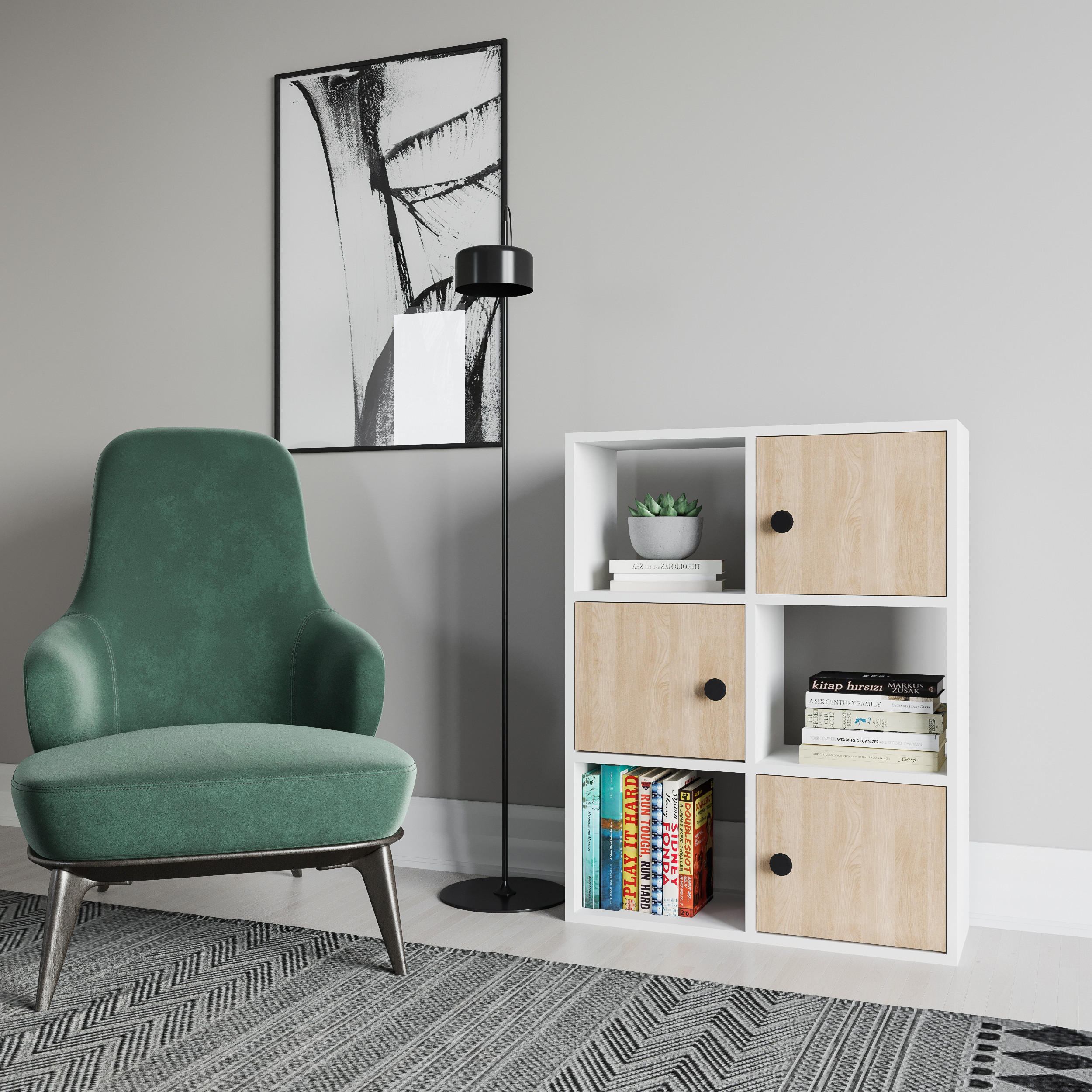 BÜCHERREGAL Tilton Weiss Eiche - Eichefarben/Weiß, Holzwerkstoff (25/93/72cm) - Decorotika