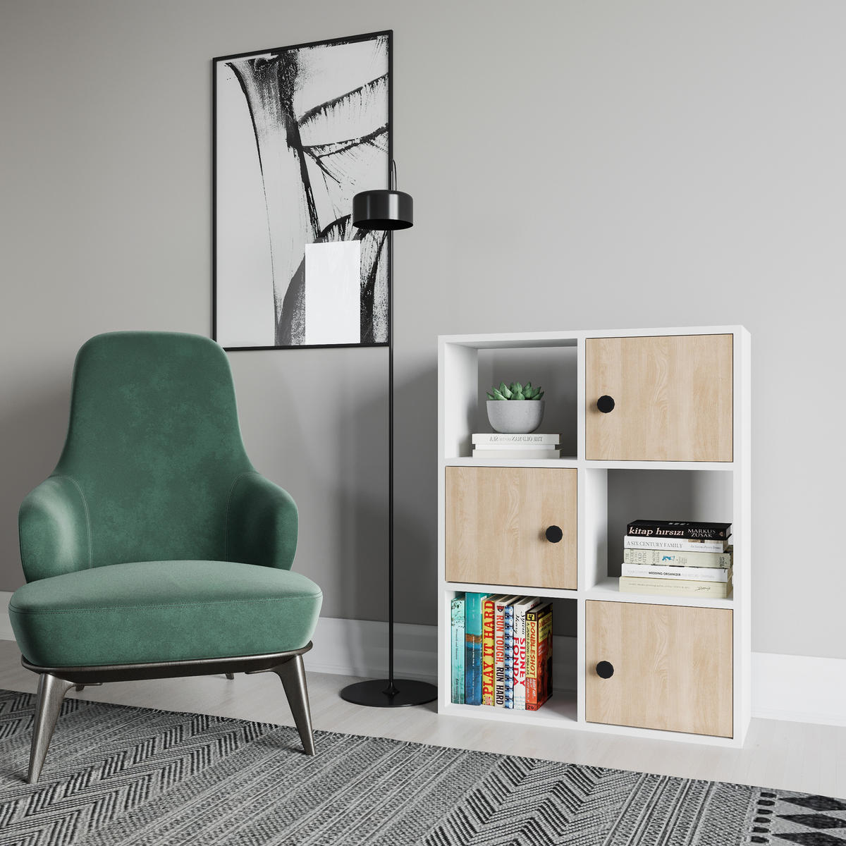 BÜCHERREGAL Tilton Weiss Eiche - Eichefarben/Weiß, Holzwerkstoff (25/93/72cm) - Decorotika