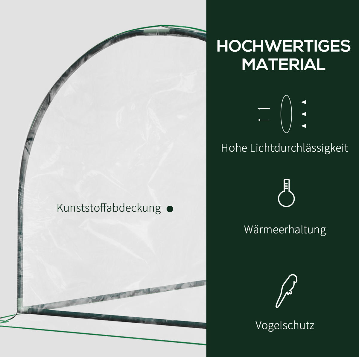GEWÄCHSHAUS 200/80/100 cm Grün aus Kunststoff mit aufrollbarer Tür - Grün, Kunststoff (100/80/200cm) - OKMYHOME