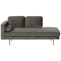 CHAISELONGUE Samtstoff taupe linksseitig Miramas - Goldfarben/Grau, Textil (171/63/79cm) - Beliani