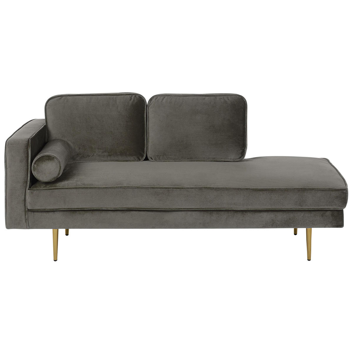 CHAISELONGUE Samtstoff taupe linksseitig Miramas - Goldfarben/Grau, Textil (171/63/79cm) - Beliani