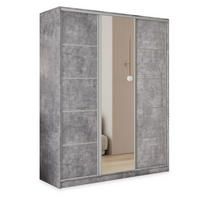 SCHWEBETÜRENSCHRANK PINA 150/205/58 cm 3-türig mit Spiegel und Schubladen Titanfarben - Titanfarben/Silberfarben, Holzwerkstoff (150/205/58cm) - MASSENO