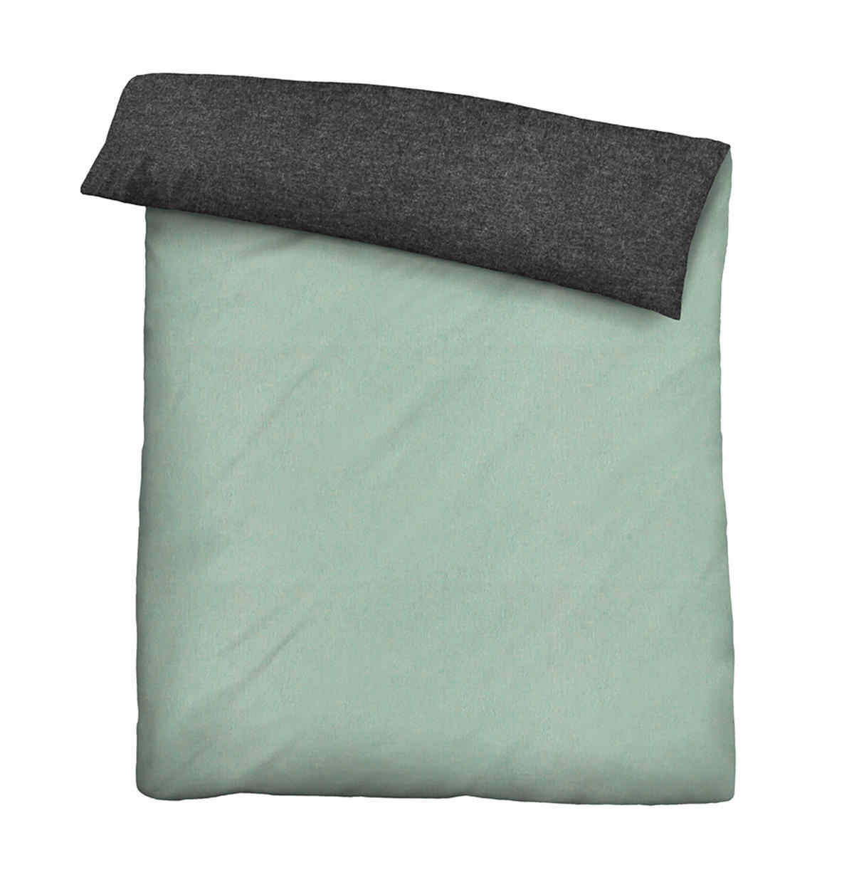 BETTWÄSCHE-GARNITUR Biber Melange UNI mint, 155x200 cm + 80x80 cm - Mintgrün, Textil (155/200cm) - biberna