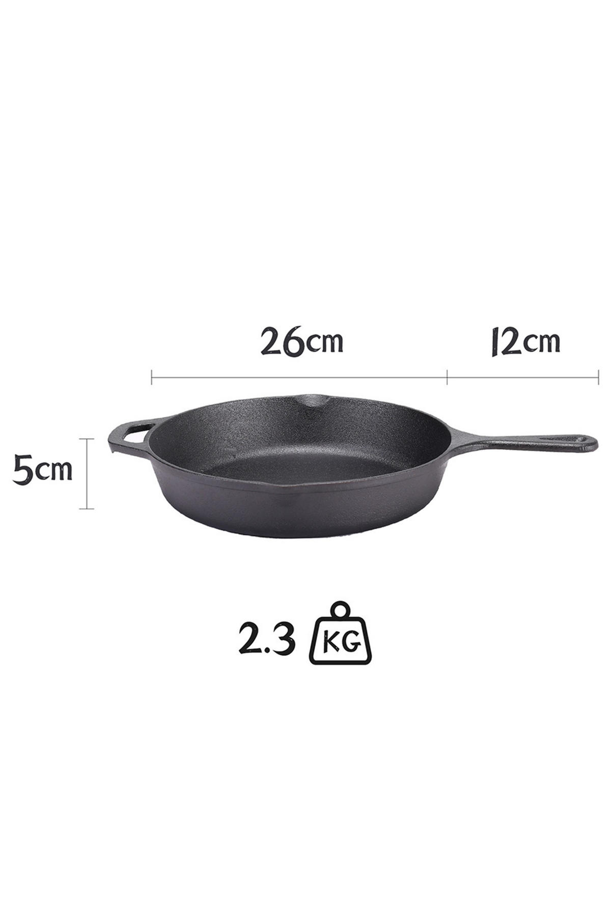 BRATPFANNE mit kurzem Griff Gusseisern in Schwarz gleichmäßige Hitzeverteilung Zwei Ausgießer 41 x 41 x 5 cm 2,3 kg - Schwarz, Metall (41/41/5cm) - Livingandhome