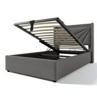 POLSTERBETT aus Baumwoll-Leinen 96x208x107 cm in Grau mit USB/Typ-C & Matratze - Grau, Textil (90/200cm) - Modfu