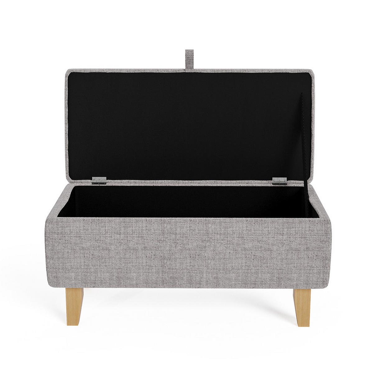 POLSTERHOCKER 71/37/34 cm Stauraum Holzbeine Leinen Hellgrau - Hellgrau, Holz/Textil (71/34/37cm) - Livingandhome
