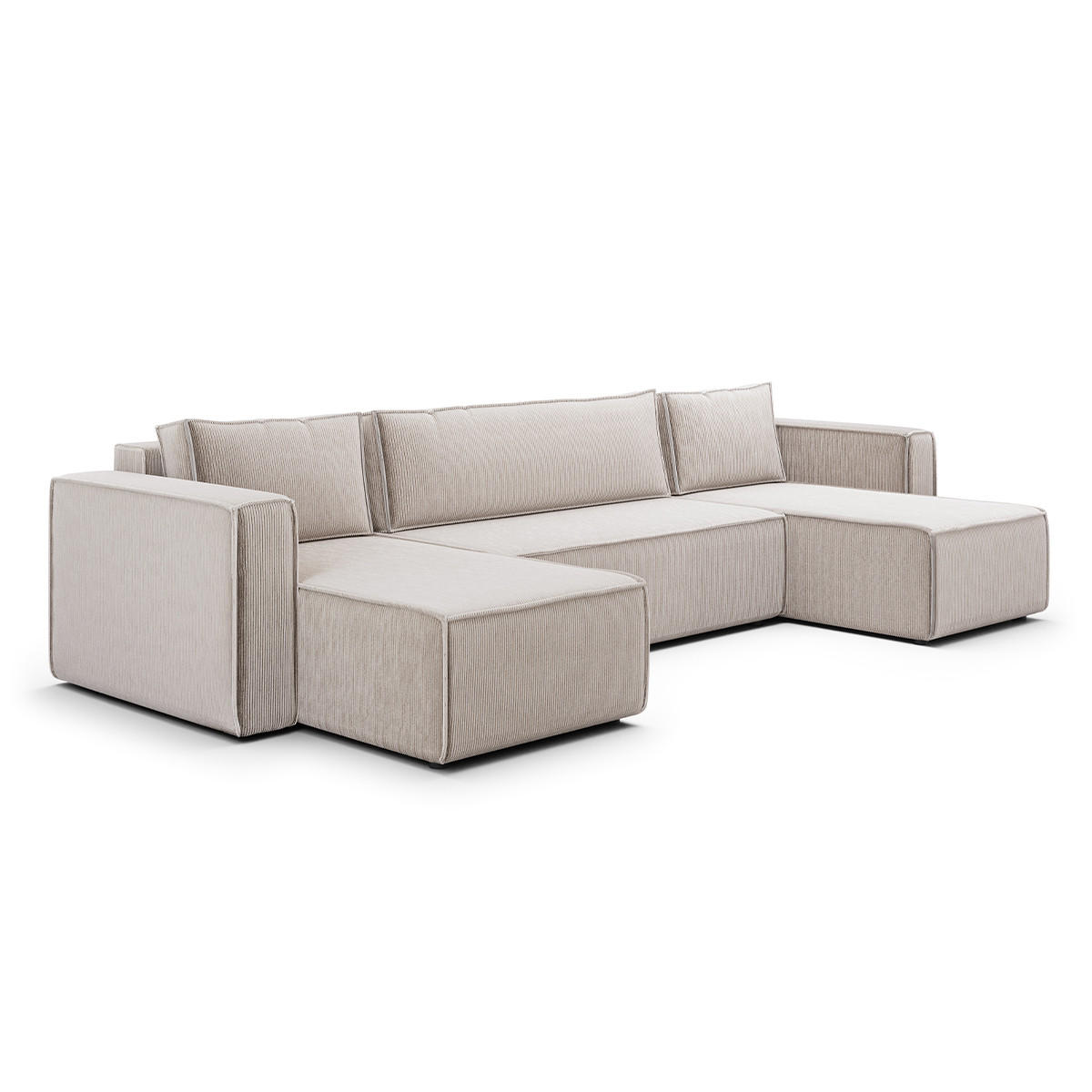 PANORAMASOFA Ezekiel 5 Sitzplätze Weiß - Weiß, Holz (309/73/145cm) - Petits-meubles