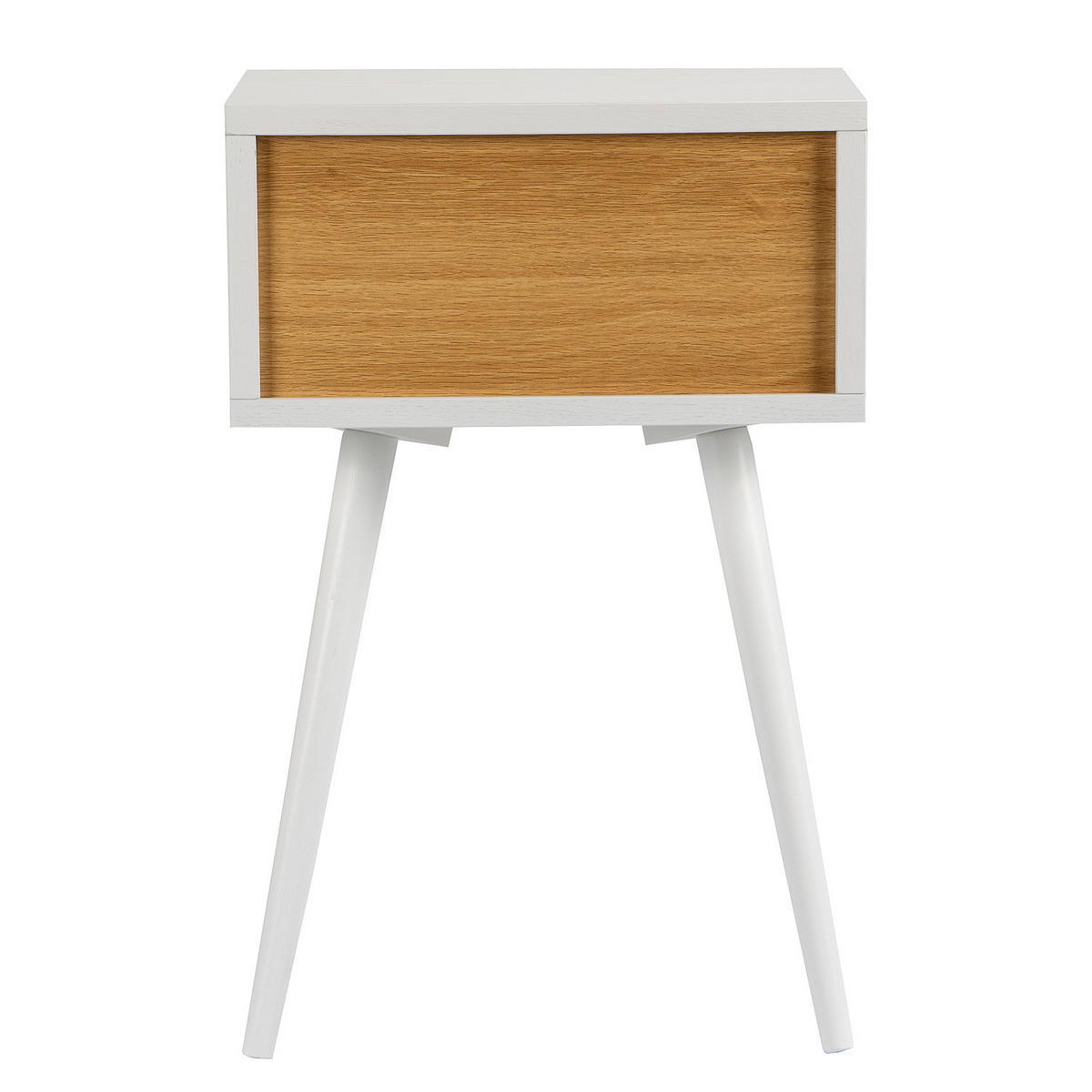 NACHTTISCH mit 2 Schubladen - Braun/Weiß, Eichenholz/Holz (40/61/30cm) - home24