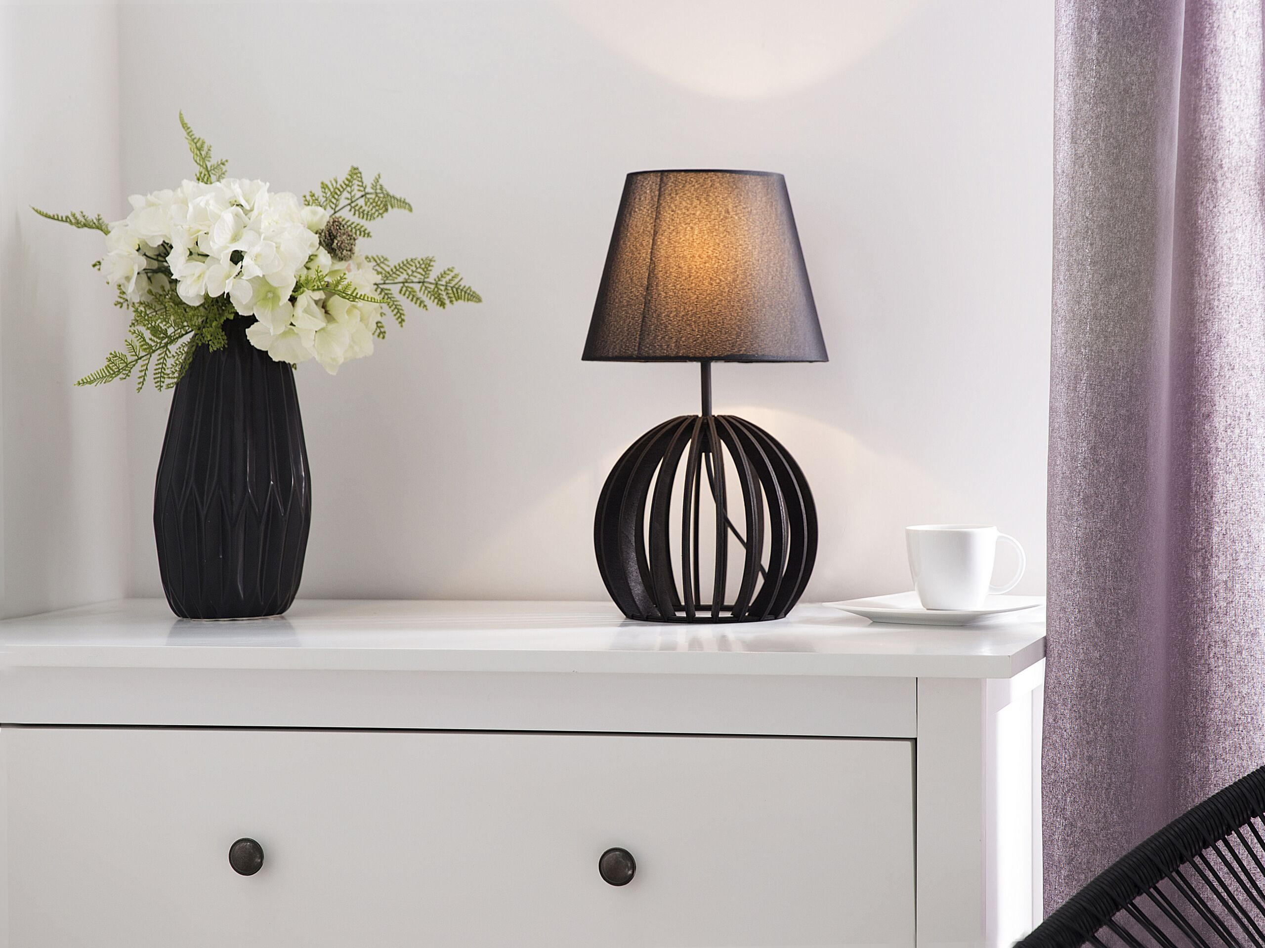 TISCHLEUCHTE Samo 22/22/41 cm - Schwarz, Holzwerkstoff (22/22/41cm) - Beliani