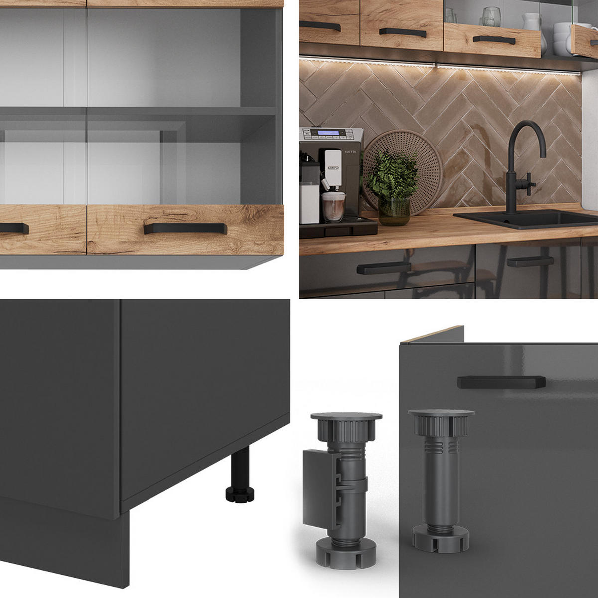 Honigeiche/Anthrazit, Holzwerkstoff (140/81.6/60cm) - Vicco