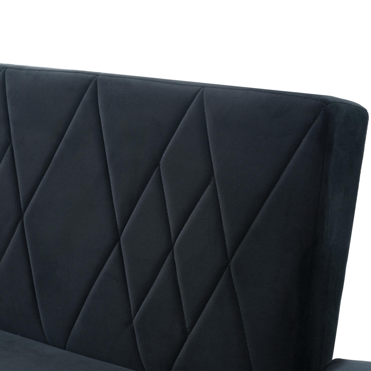 2-SITZER SCHLAFSOFA Samt Schwarz mit verstellbarer Rückenlehne und Armlehnen - Schwarz, Holz/Holzwerkstoff (180/82/75cm) - WISHDOR