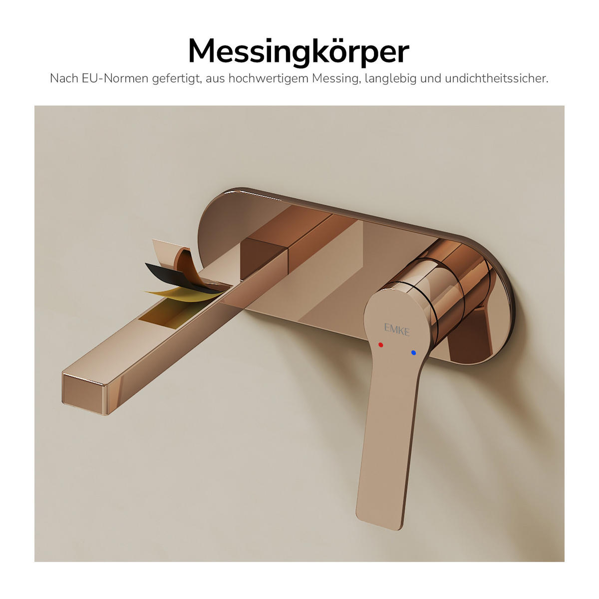 WASCHTISCHARMATUR mit Luftsprudler Messing Rosengold - Roségold, Metall (21/7/28.8cm) - EMKE