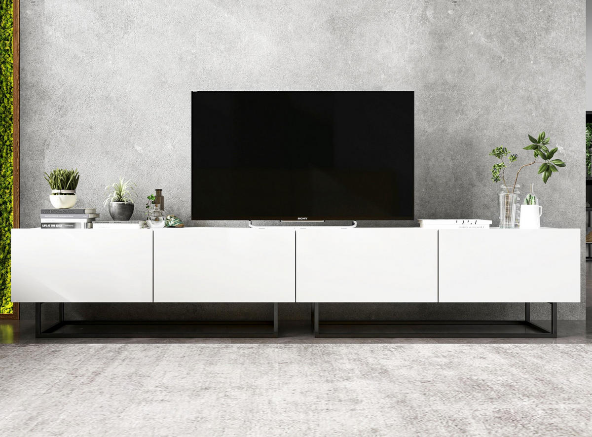 TV-LOWBOARD 2-er Set Enjoy Weiß Matt mit Metallrahmen 120 cm - Schwarz/Weiß, Holzwerkstoff/Metall (240/46/35cm) - Meble Lindner